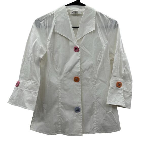 Katherine New York Multicolor Funky Button Retro 3/4 Sleeve Top Size S - Picture 1 of 8